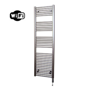 Sanicare elektrische design radiator 60x172cm inox-look met WiFi en thermostaat rechts zwart