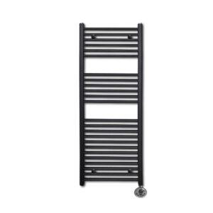 Sanicare Lumara Carini elektrische HV+ radiator 120x50cm mat zwart met thermostaat rechts chroom