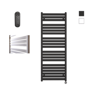 Sanicare Moda elektrische radiator 60x160cm zwart mat met afstandsbediening en thermostaat chroom rechtsonder
