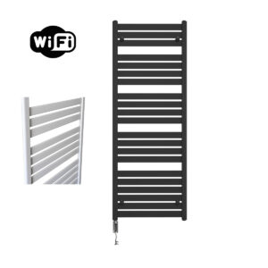 Sanicare Moda elektrische radiator 60x160cm zwart mat met WiFi en thermostaat links chroom