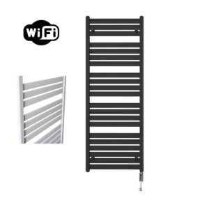 Sanicare Moda elektrische radiator 60x160cm zwart mat met WiFi en thermostaat rechts chroom
