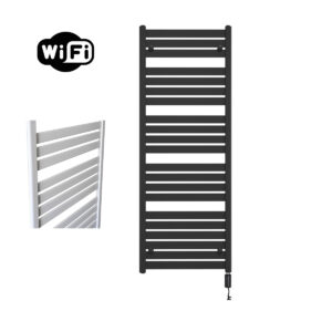 Sanicare Moda elektrische radiator 60x160cm zwart mat met WiFi en thermostaat rechts zwart