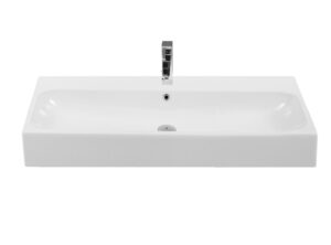 Sanicare Q17 keramische wastafel 101x46.5cm met 1 kraangat wit