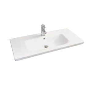 Sanicare Q18 keramische wastafel 100cm met kraangat wit glans