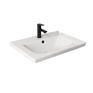 Sanicare Q18 keramische wastafel 65cm met kraangat wit glans