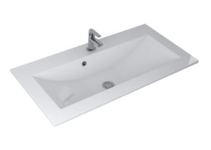 Sanicare Q4 mineraalmarmeren wastafel 99.2x45cm met 1 kraangat wit