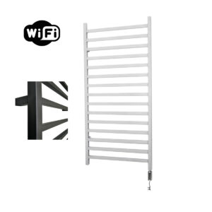 Sanicare Qubic elektrische radiator 60x126cm wit met WiFi en thermostaat rechts chroom