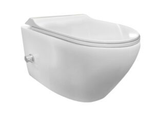 Sanicare Rondo randloos toilet wit glans met bidetsproeier- en kraan en softclose zitting