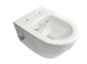Sanicare Rondo randloos toilet wit glans met bidetsproeier- en kraan