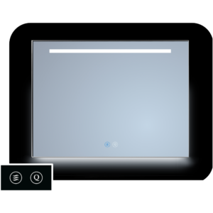 Sanicare Tutti LTD spiegel zwart met verwarming, LED lichtstrook, verlichting onder en touch bediening 90cm