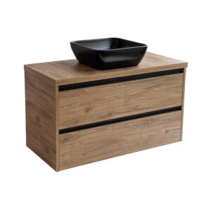 Sanicare Arda badkamermeubel 100cm diveria oak met zwarte waskom 40x40cm