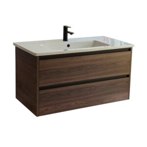 Sanicare Arda badkamermeubel 100cm nera oak met keramische wastafel wit