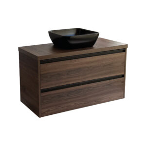 Sanicare Arda badkamermeubel 100cm nera oak met zwarte waskom 40x40cm