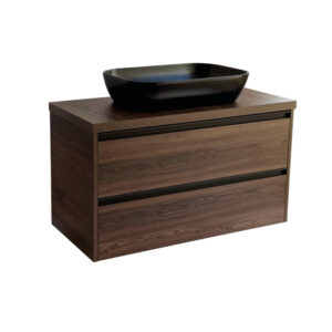Sanicare Arda badkamermeubel 100cm nera oak met zwarte waskom 60x40cm