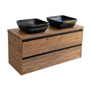 Sanicare Arda badkamermeubel 120cm arrano oak met zwarte waskommen 40x40cm