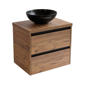 Sanicare Arda badkamermeubel 65cm arrano oak met ronde zwarte waskom