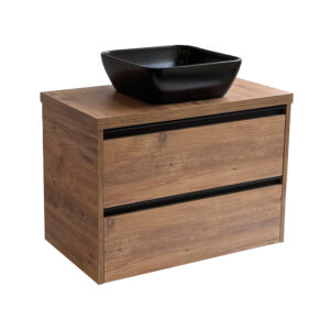 Sanicare Arda badkamermeubel 80cm arrano oak met zwarte waskom 40x40cm