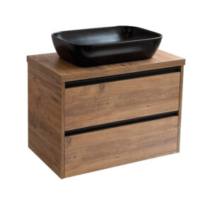 Sanicare Arda badkamermeubel 80cm arrano oak met zwarte waskom 60x40cm