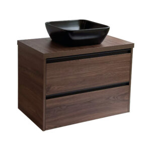 Sanicare Arda badkamermeubel 80cm nera oak met zwarte waskom 40x40cm