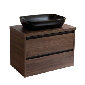 Sanicare Arda badkamermeubel 80cm nera oak met zwarte waskom 60x40cm