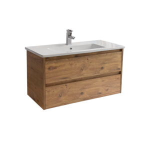 Sanicare Avenza badmeubel 100cm arrano oak met keramische wastafel wit
