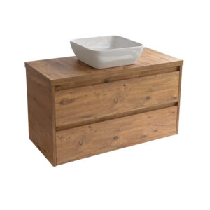 Sanicare Avenza badmeubel 100cm arrano oak met witte waskom 40x40cm