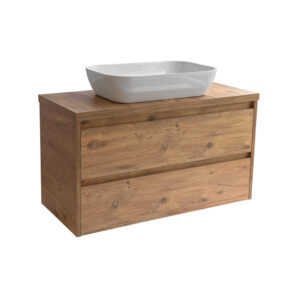 Sanicare Avenza badmeubel 100cm arrano oak met witte waskom 60x40cm