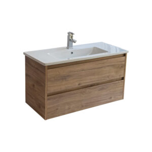 Sanicare Avenza badmeubel 100cm diveria oak met keramische wastafel wit
