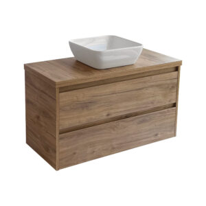 Sanicare Avenza badmeubel 100cm diveria oak met witte waskom 40x40cm