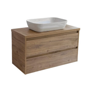 Sanicare Avenza badmeubel 100cm diveria oak met witte waskom 60x40cm