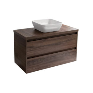 Sanicare Avenza badmeubel 100cm nera oak met witte waskom 40x40cm