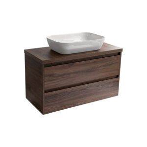 Sanicare Avenza badmeubel 100cm nera oak met witte waskom 60x40cm