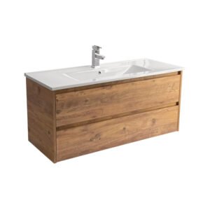 Sanicare Avenza badmeubel 120cm arrano oak met enkele keramische wastafel wit