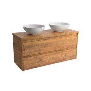 Sanicare Avenza badmeubel 120cm arrano oak met ronde witte waskommen