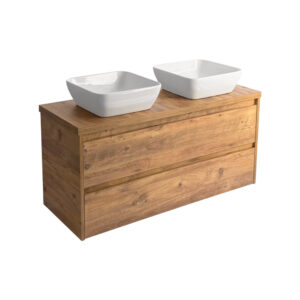 Sanicare Avenza badmeubel 120cm arrano oak met witte waskommen 40x40cm