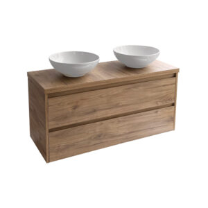 Sanicare Avenza badmeubel 120cm diveria oak met ronde witte waskommen