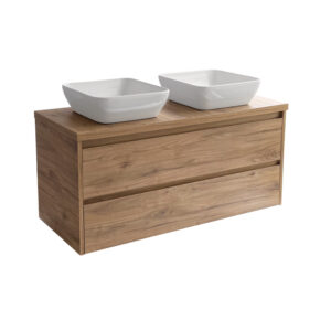 Sanicare Avenza badmeubel 120cm diveria oak met witte waskommen 40x40cm