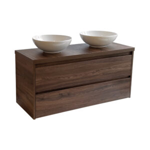 Sanicare Avenza badmeubel 120cm nera oak met ronde witte waskommen