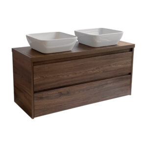Sanicare Avenza badmeubel 120cm nera oak met witte waskommen 40x40cm