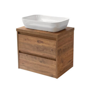 Sanicare Avenza badmeubel 65cm arrano oak met witte waskom 60x40cm
