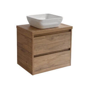 Sanicare Avenza badmeubel 65cm diveria oak met witte waskom 40x40cm