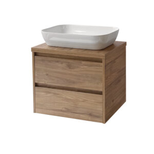 Sanicare Avenza badmeubel 65cm diveria oak met witte waskom 60x40cm