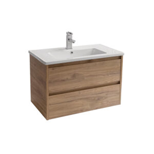 Sanicare Avenza badmeubel 80cm diveria oak met keramische wastafel wit