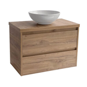 Sanicare Avenza badmeubel 80cm diveria oak met ronde witte waskom