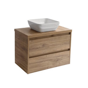 Sanicare Avenza badmeubel 80cm diveria oak met witte waskom 40x40cm