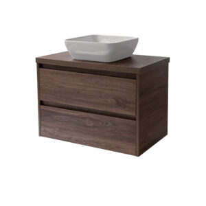Sanicare Avenza badmeubel 80cm nera oak met witte waskom 40x40cm