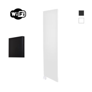 Sanicare Carini Denso elektrische Wifi radiator 180x40cm mat wit met thermostaat wit linksonder