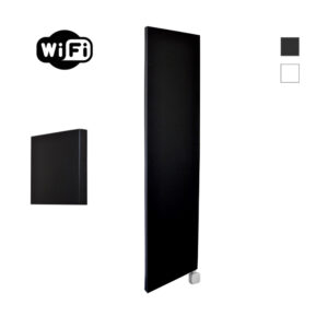 Sanicare Carini Denso elektrische Wifi radiator 180x40cm mat zwart met thermostaat chroom rechtsonder