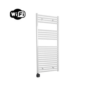 Sanicare Carini elektrische Wifi radiator 112x45cm wit met thermostaat zwart linksonder