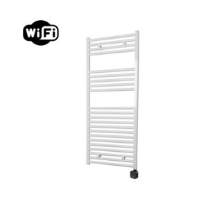 Sanicare Carini elektrische Wifi radiator 112x45cm wit met thermostaat zwart rechtsonder